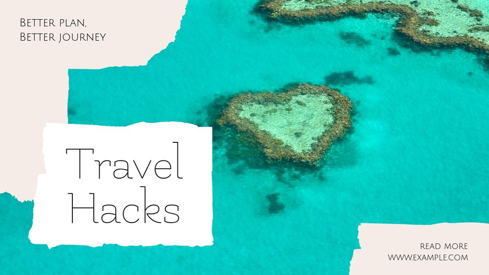 Travel hacks blog banner template, editable design