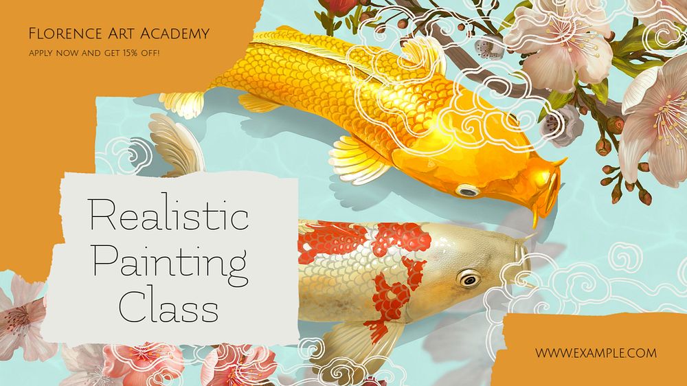 Painting class blog banner template, editable design