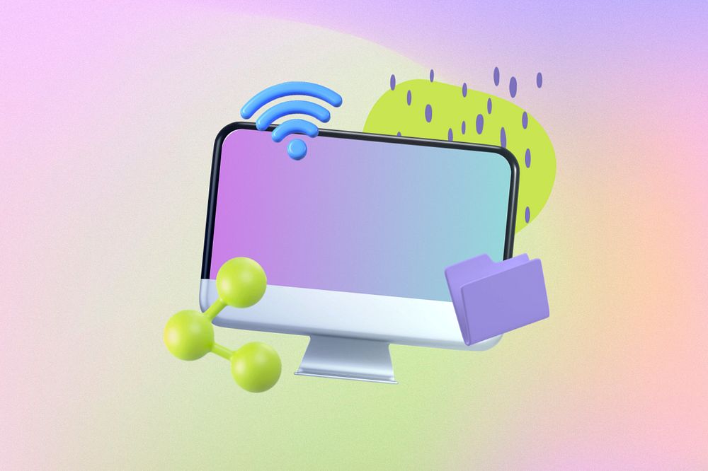 Cute 3D computer background, colorful  editable design