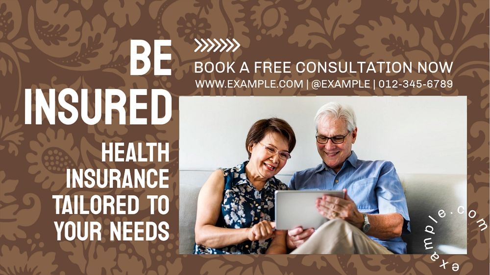 Health insurance blog banner template, editable text & design