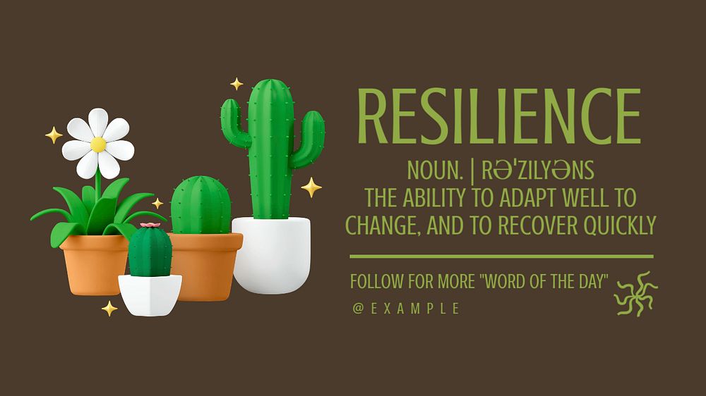 Resilience word blog banner template, editable text & design