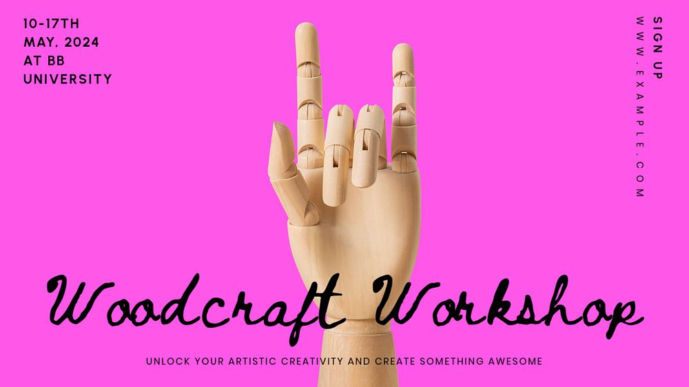 Woodcraft workshop blog banner template, editable text & design