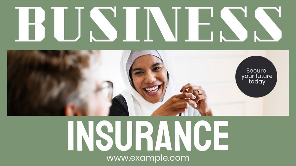 Business insurance blog banner template, editable text & design