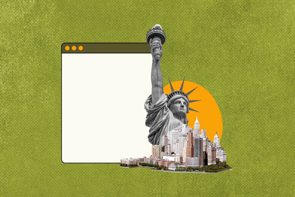 Statue of liberty background, green  editable design