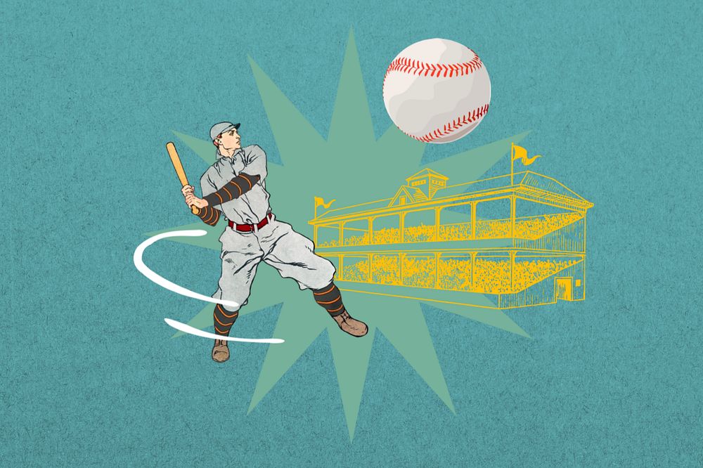 Baseball match background, creative sports collage, editable design