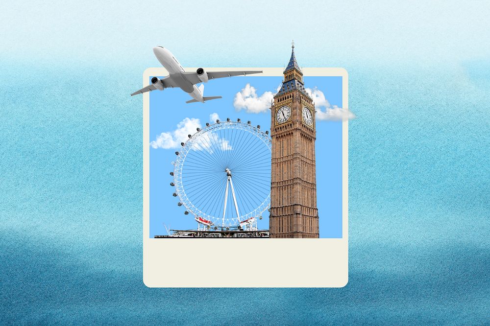 England travel background, instant film  editable design