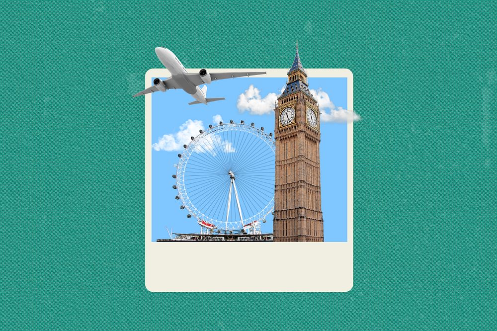 England travel background, instant film  editable design