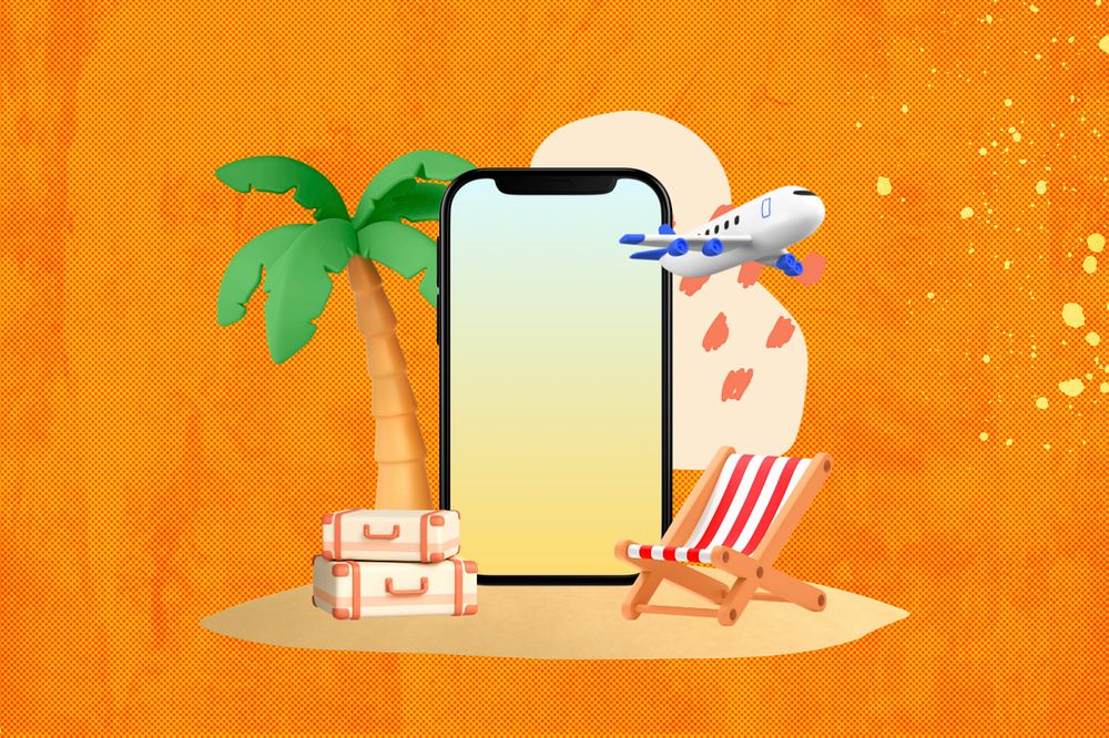 Summer travel booking background, orange  editable design