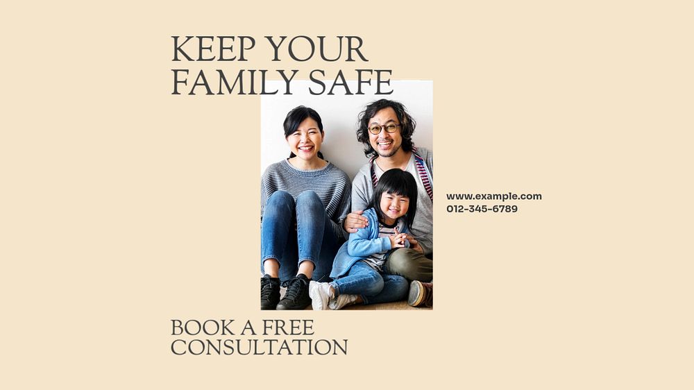 Family insurance blog banner template, editable design