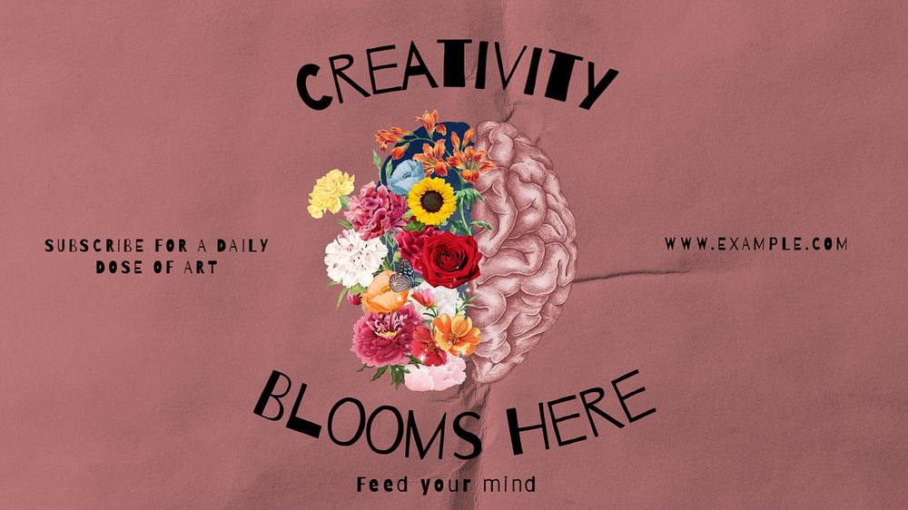 Creativity blooms here blog banner template, editable text & design