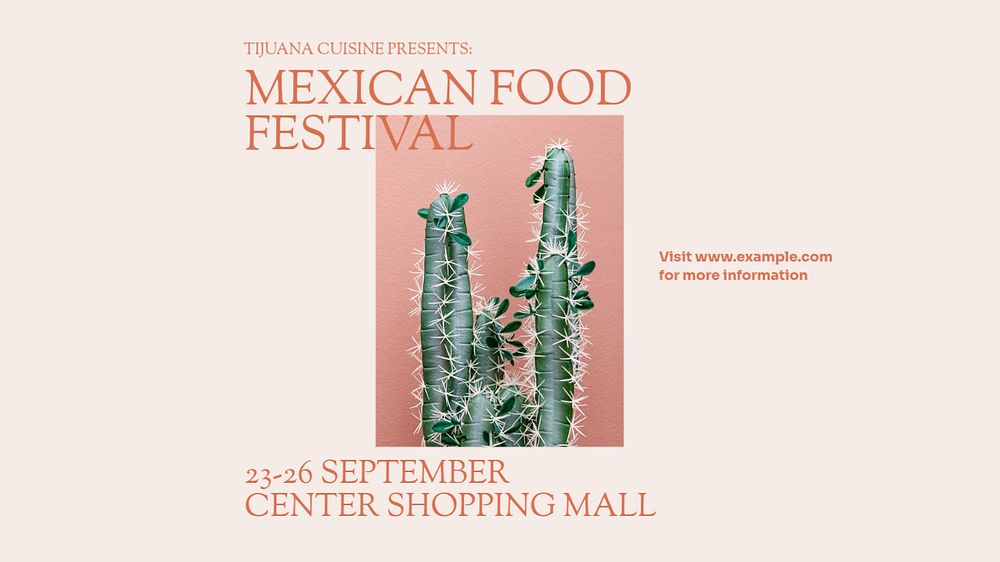 Mexican food festival blog banner template, editable design