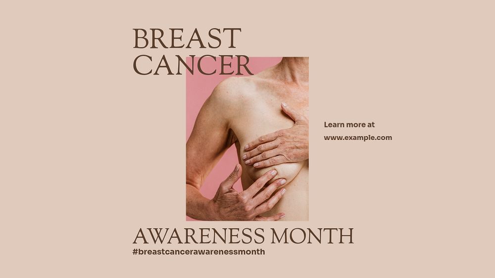 Breast cancer awareness blog banner template, editable design