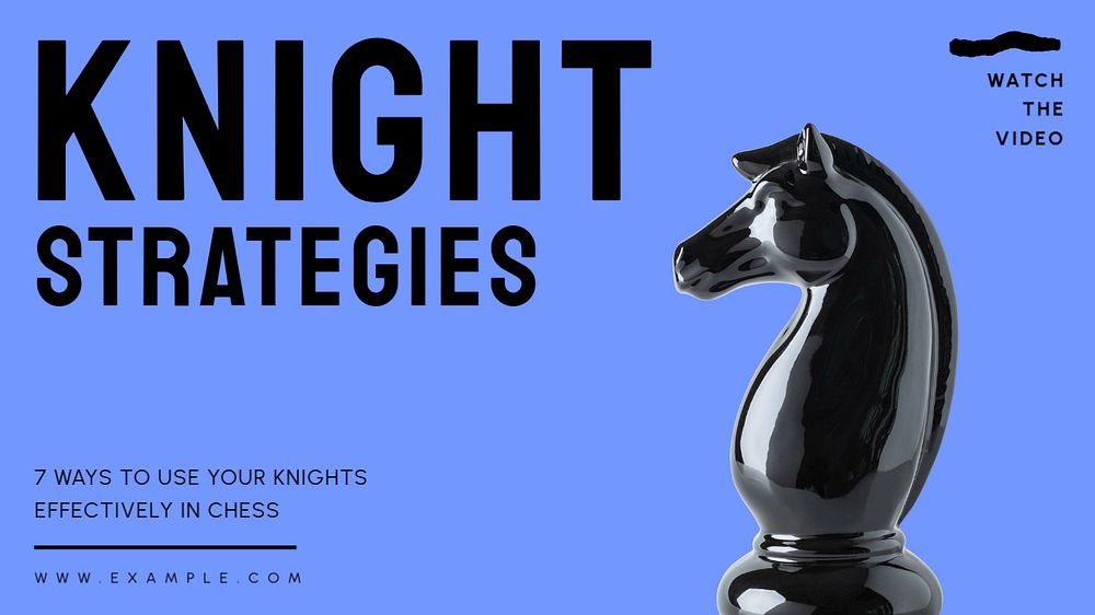 Knight strategy chess blog banner template, editable text & design