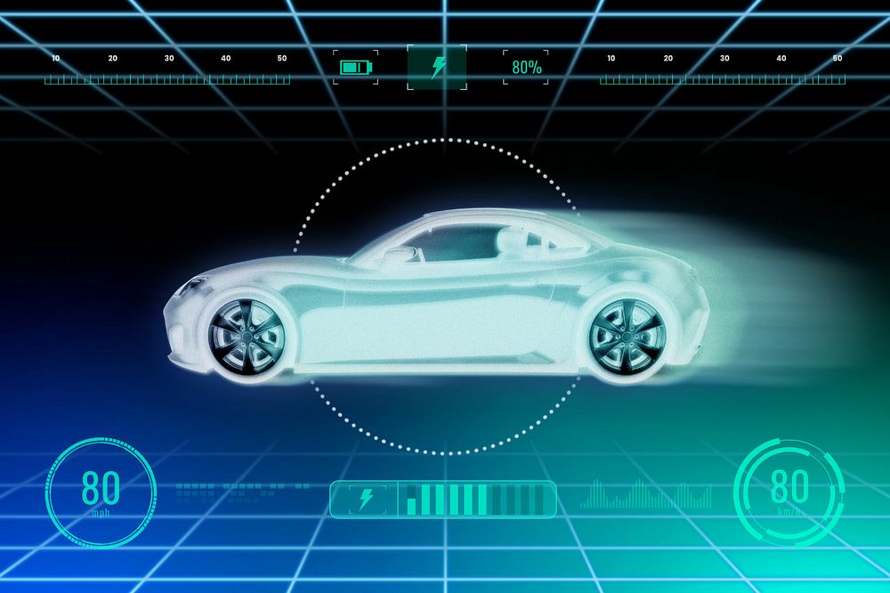 Futuristic car, digital remix, editable design