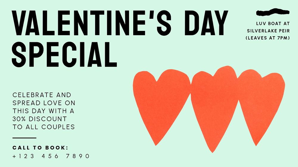 Valentine's day special blog banner template, editable text & design