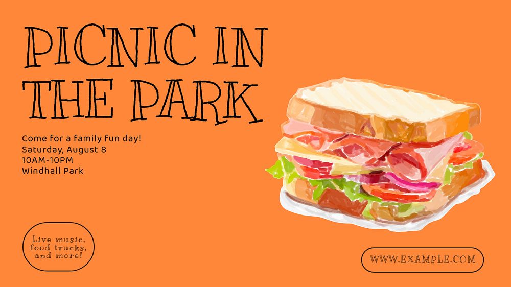 Picnic in the park blog banner template, editable text & design