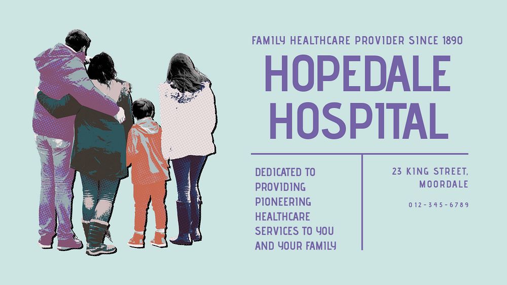 Hopedale Hospital blog banner template, editable text & design