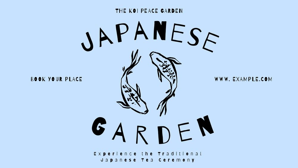 Japanese garden blog banner template, editable text & design