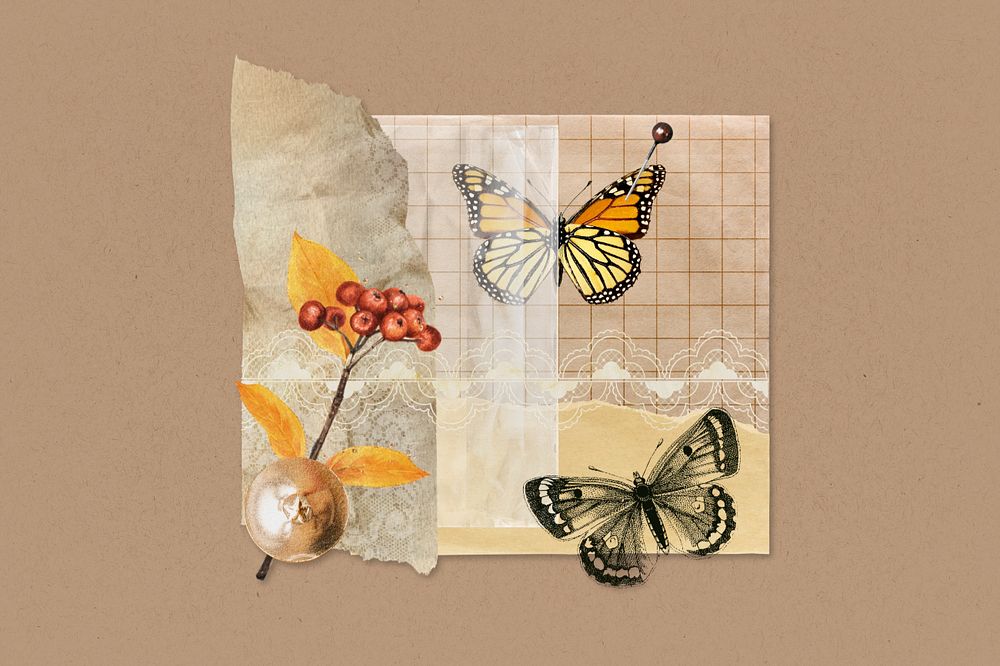 Vintage grid journal paper, editable Autumn design