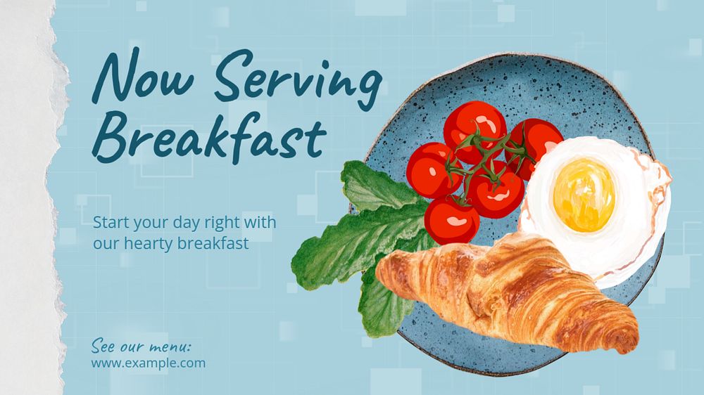 Breakfast restaurant ads blog banner template, editable design & text