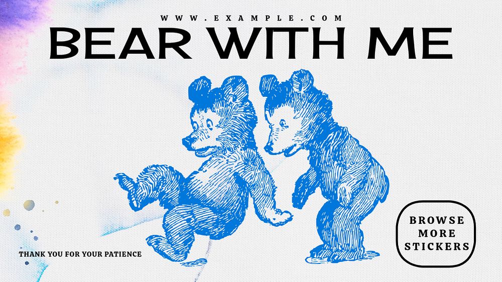 Bear with me blog banner template, editable text & design