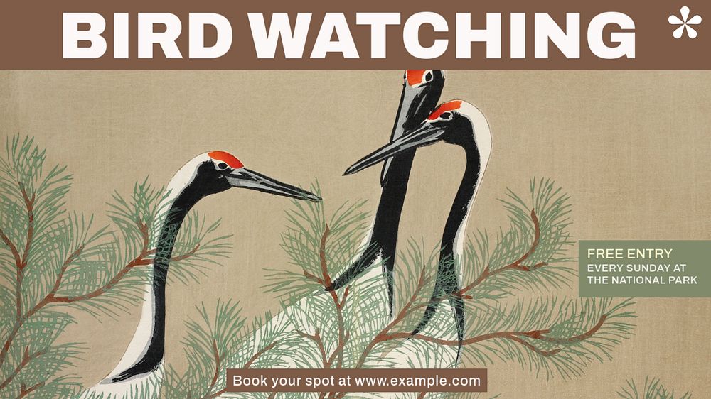 Bird watching Facebook cover template, editable design