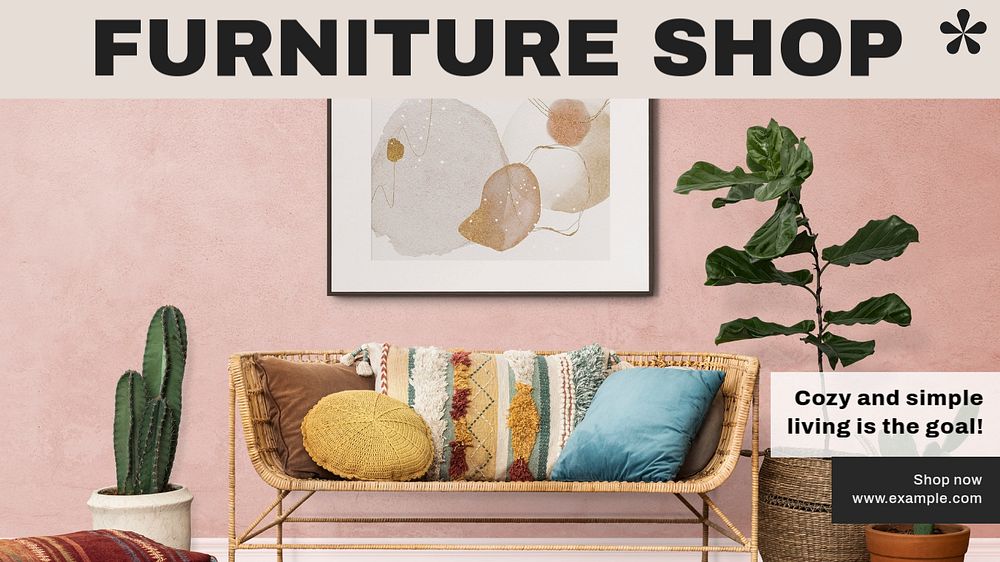 Furniture shop blog banner template, editable design