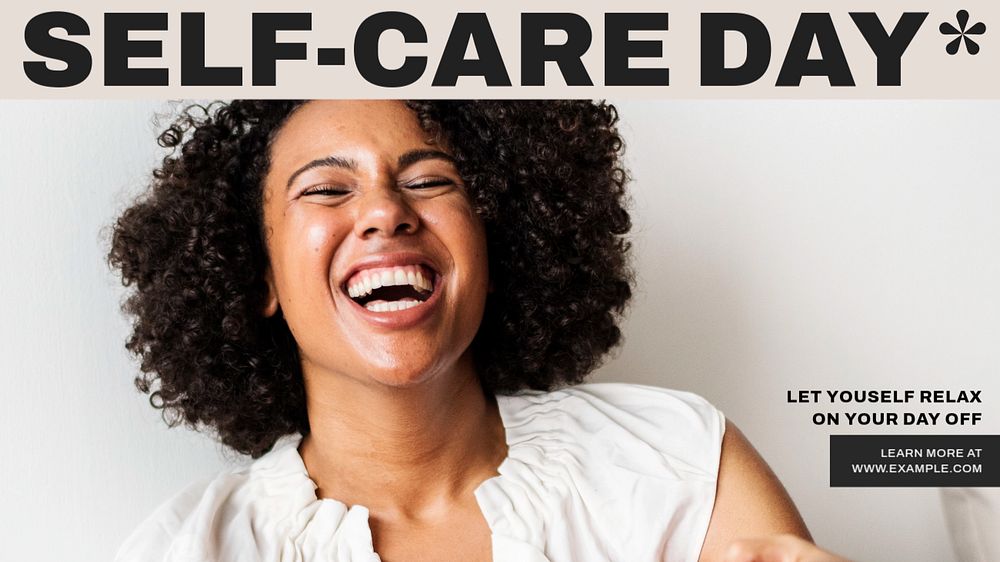 Self-care day blog banner template, editable design