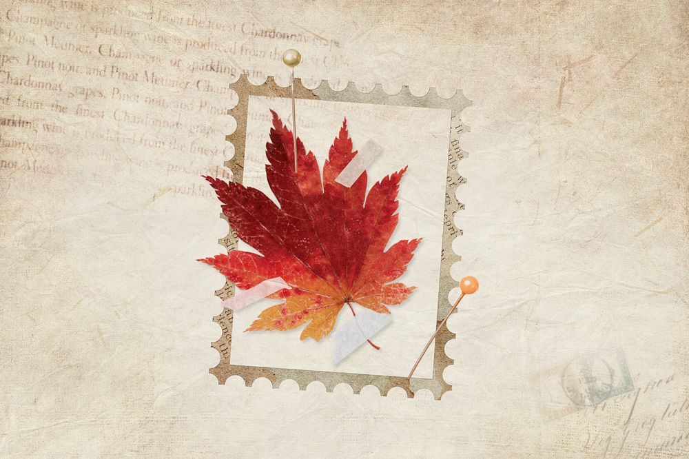 Editable Autumn postage stamp, vintage design