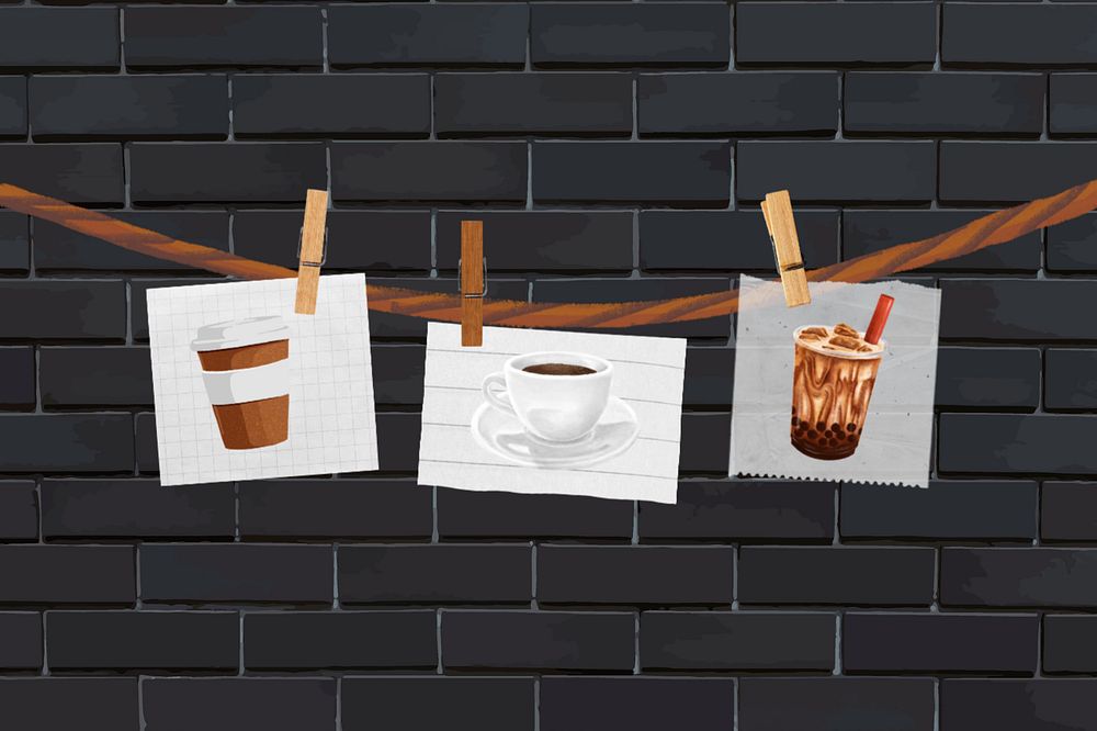 Hanging coffee images, editable collage design