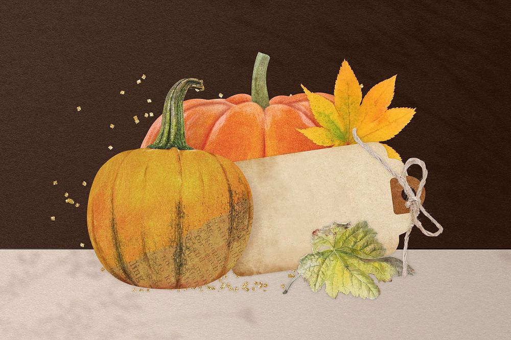 Editable Autumn pumpkin notepaper design