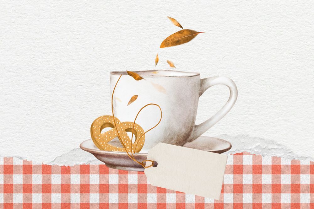 Autumn coffee, editable aesthetic paper collage element design