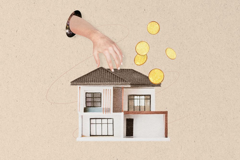 Editable real estate investment, creative finance collage design