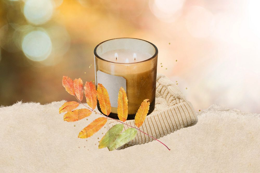 Editable Autumn scented candle design