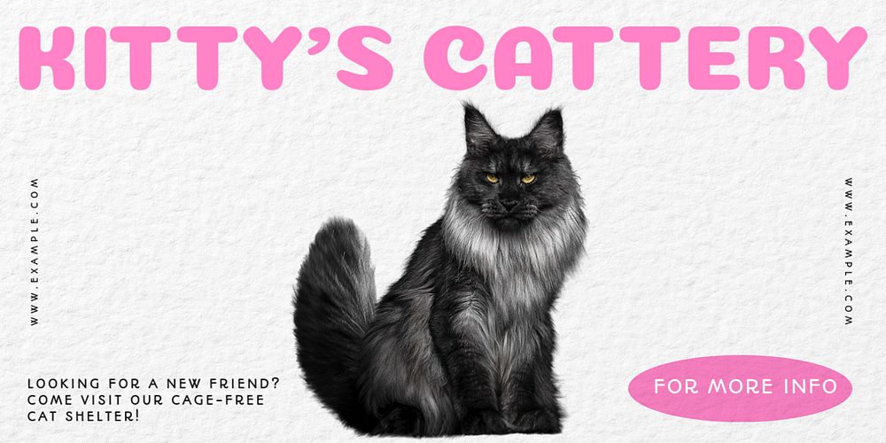 Kitty's cattery Twitter ad template, editable text