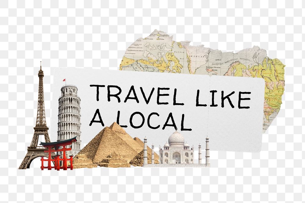 Travel like local  word sticker typography, editable design