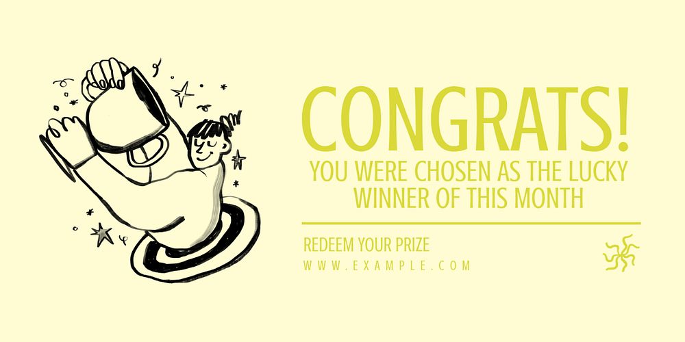 Congratulations winner Twitter ad template, editable text