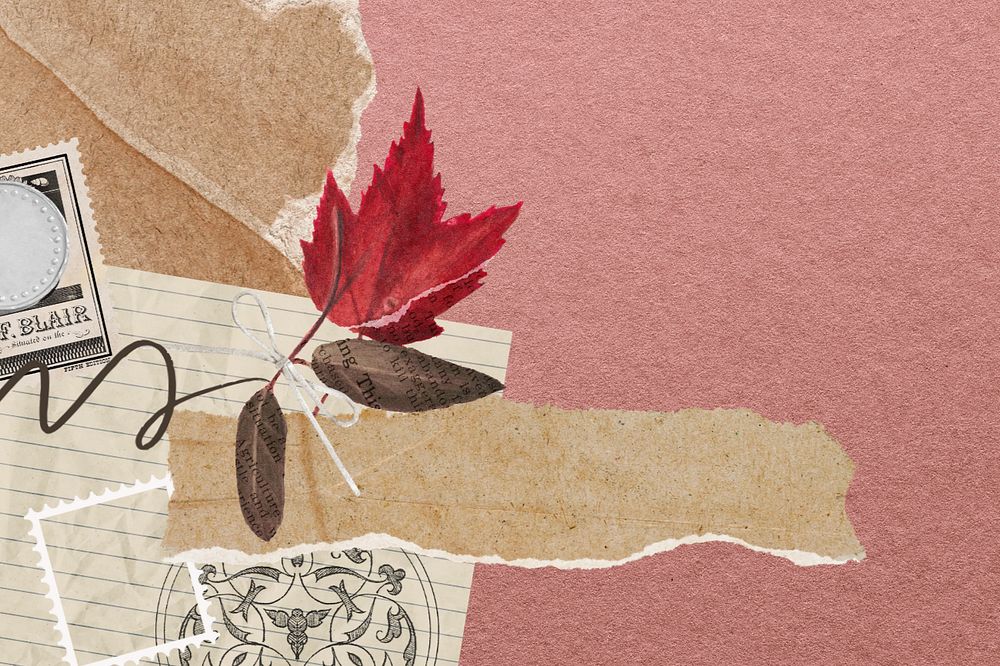 Autumn background, editable ripped paper border design