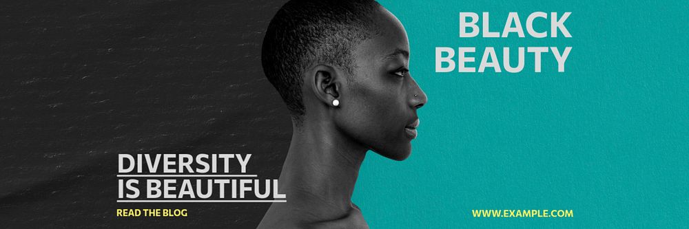 Black beauty email header template, editable text & design