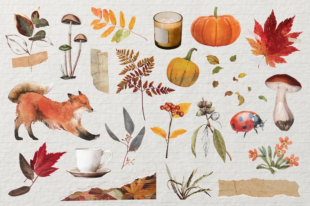 Cute Autumn editable clipart set