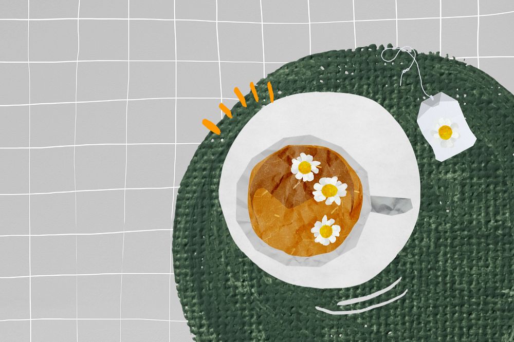 Chamomile tea background, editable collage element design