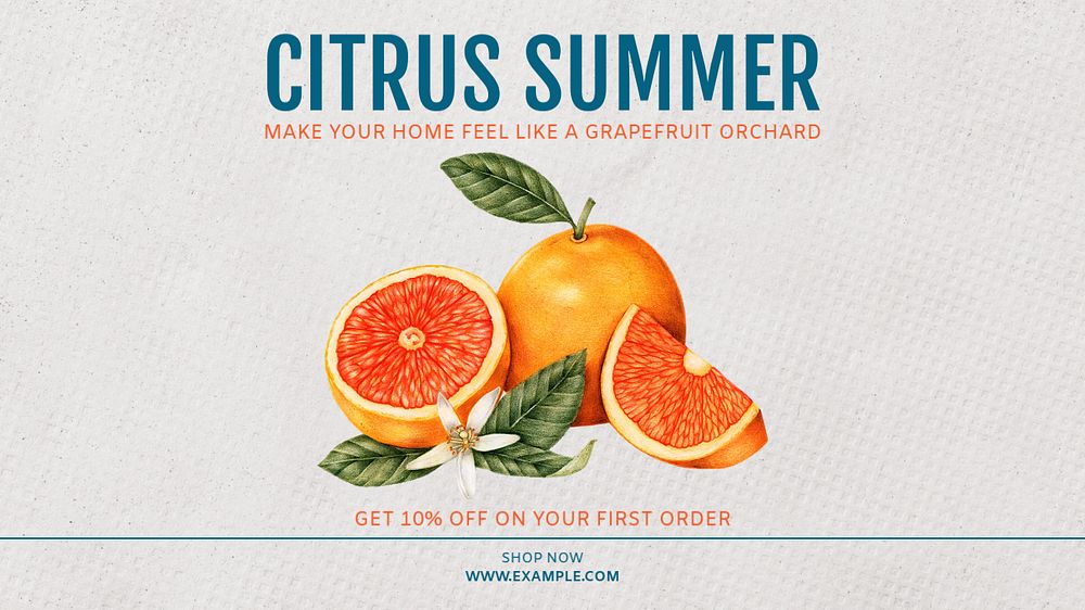 Citrus summer blog banner template, editable text & design