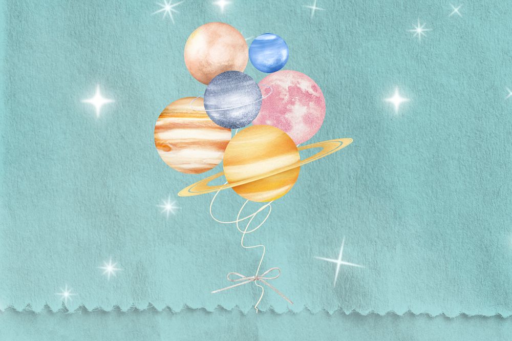 Editable planet balloons, paper texture design