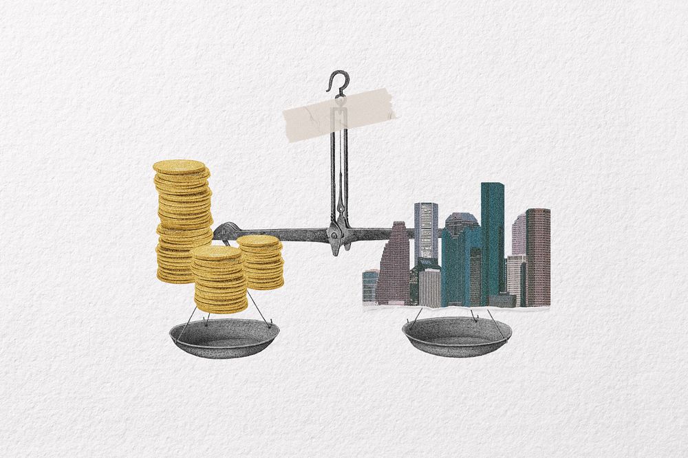 Money & property scale, finance remix design