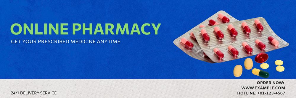 Online pharmacy email header template, editable text & design