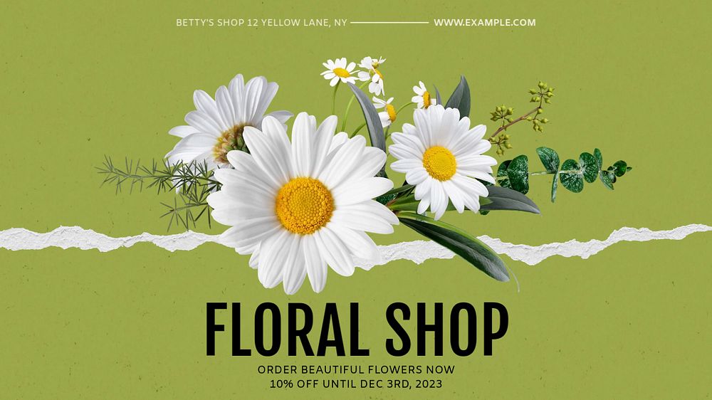 Florist blog banner template, editable text & design