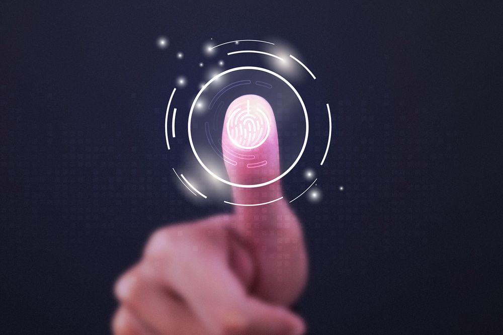 Fingerprint scanning, technology digital remix, editable design