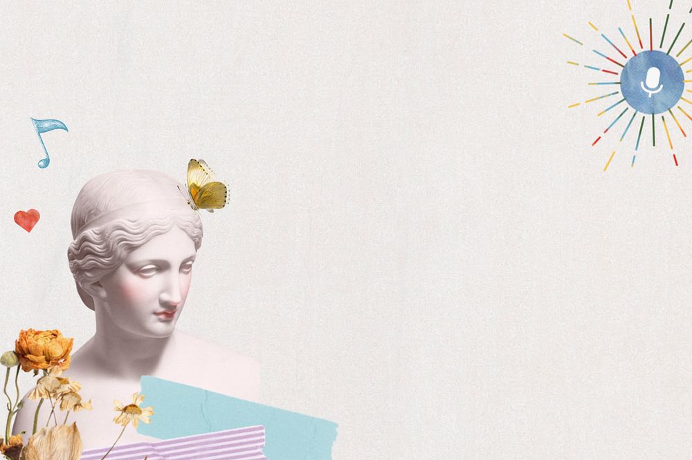 Greek Goddess statue background, aesthetic remix, editable design