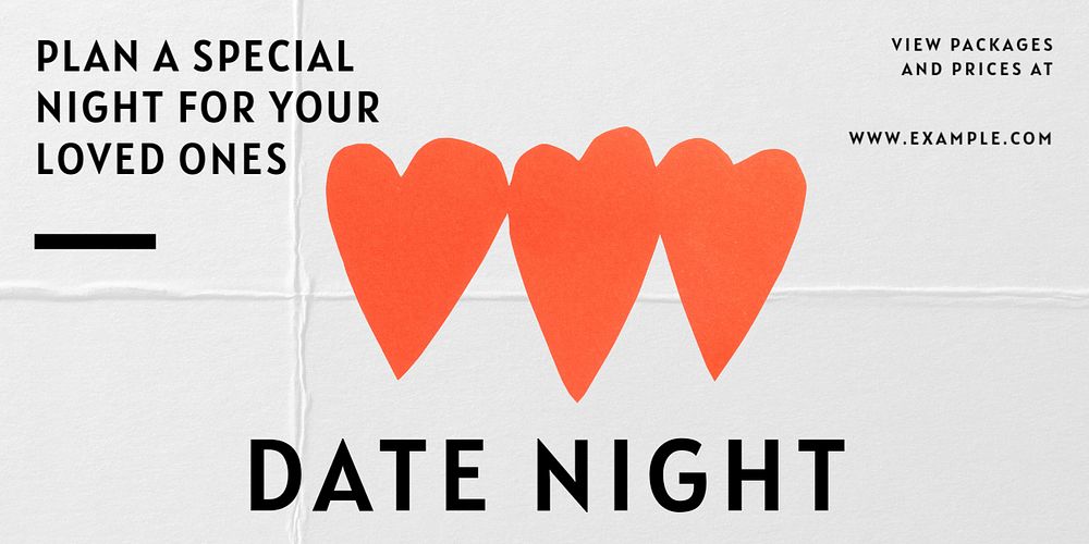 Date night Twitter ad template, editable text