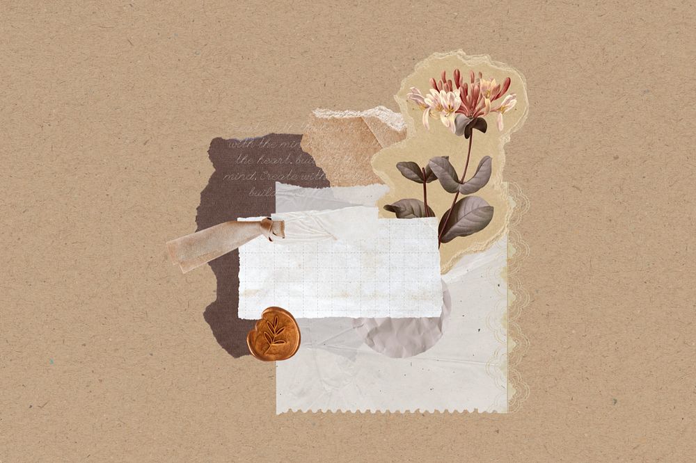 Aesthetic Autumn background, paper craft collage element remix design